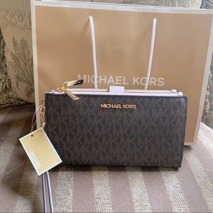 Michael Kors double zip phone wristlet wallet